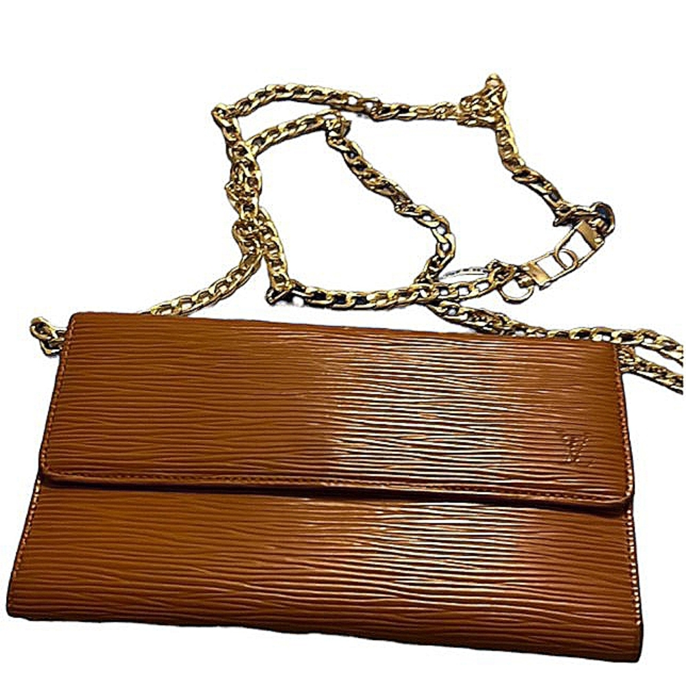 LOUIS VUITTON AUTHENTIC EPI LEATHER WALLET WITH COA WITH CROSSBODY CHAIN EUC